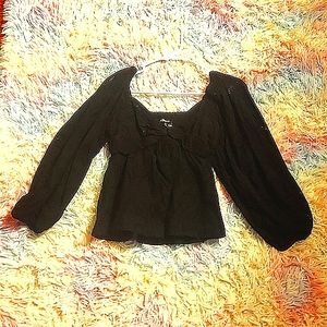 NWT Banana Republic black eyelet long-sleeved women's top size XS